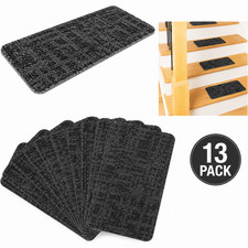 Set of 13 Charcoal Peel  Stick Stair Tread Covers 8" x 18" Non-Slip Indoor