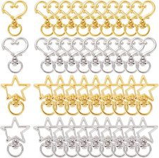 1 Box 40Pcs Heart Swivel Keychain Clasp Star Keychain Clip Bulk Metal Lobster Cl