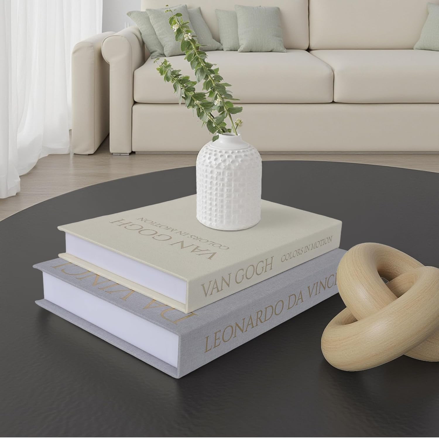 Decorative Linen Book Set of 2, Faux Book Storage Box, Coffee Table and Bookshel