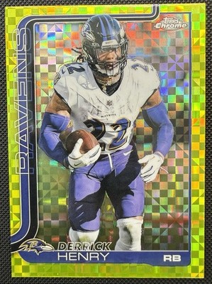 Derrick Henry Lime Green X-Fractor 2025 Topps Chrome #25 Ravens NFL Card