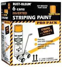 Rust-Oleum P2548849 Professional Inverted Striping Spray Paint Yellow 6pk