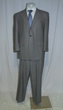 Brioni Palatino Super 180 Gray Striped Three Button Suit 46R