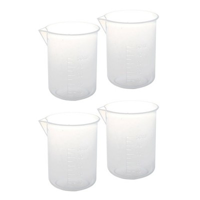4 Pcs 50 Ml Laboratory Plastic Water Liquid Measuring Cup Transparent E5D36766
