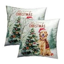 Winter Dog Throw Pillow Covers 18x18 Inch Set 18" x 18" Pack of 1 Xmas Dog