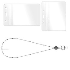 1Set Retractable Badge Reels ID Card Key Ring Black Neck Strap Carry Lanyard