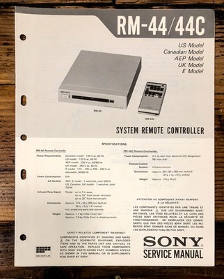 Sony RM-44 RM-44C Remote Control Service Manual *Original*