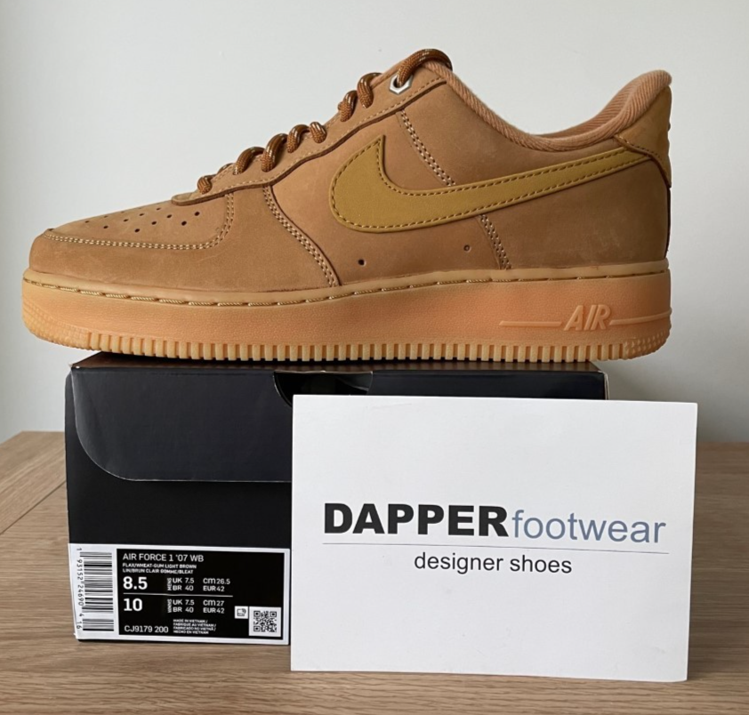 Nike Mens Air Force 1, Size 7.5 UK, Flax Wheat Trainers CJ9179 200