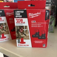 Milwaukee M12 XC6.0 12V Twin Pack LithiumIon Rechargeable Battery 48-11-2462B