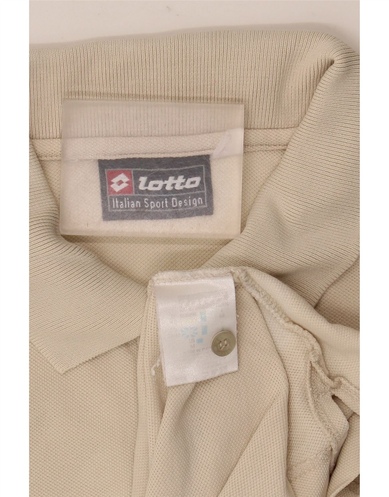 LOTTO Mens Polo Shirt UK 38/40 Medium Beige Cotton CP04 image 5