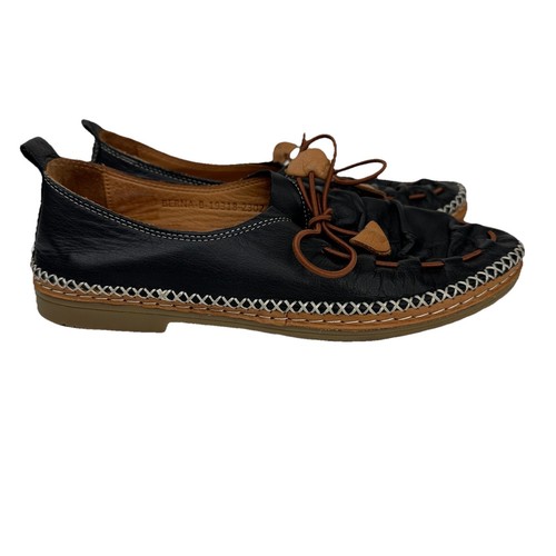 Spring Step Berna Elastic Tie Black Leather Loafers Comfort Shoes Women 37 6.5-7 - Picture 3 of 12
