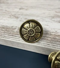 Gold Antique Brass Floral Cabinet Knob Hardware Handle Pull KBC Dresser Drawer