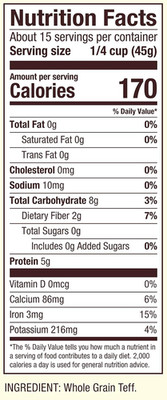 Whole Grain Teff, 24Oz (Pack of 1) - Non GMO, Whole Grain, Vegan, Kosher