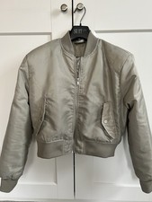 Khaki Cropped Bomber Jacket Size 8