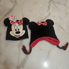 Minnie Mouse Beanie Knit Hat W/ Ears Red Bow