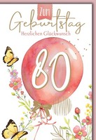 80. Geburtstag Luftballon Herzlichen GlüCkwunsch GlüCkwunschkarte Mit Umschlag