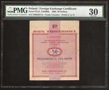 POLAND  50  Dollars  1960  P:FX19  VF (30 PMG)  VERY RARE