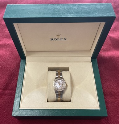 Rolex 69173 DateJust Ladies Watch 18k & SS Diamond Dial & Bezel - 1987 - SPBKN 