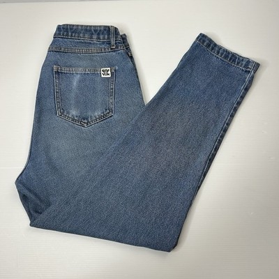 Mom Jeans W28 Damen Lucy & Yak Blau Denim High Waist Straight Leg 28R
