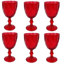 Set 6 Bicchieri Rossi a Calice da Acqua 340ml Eleganti per la Tavola Natalizia