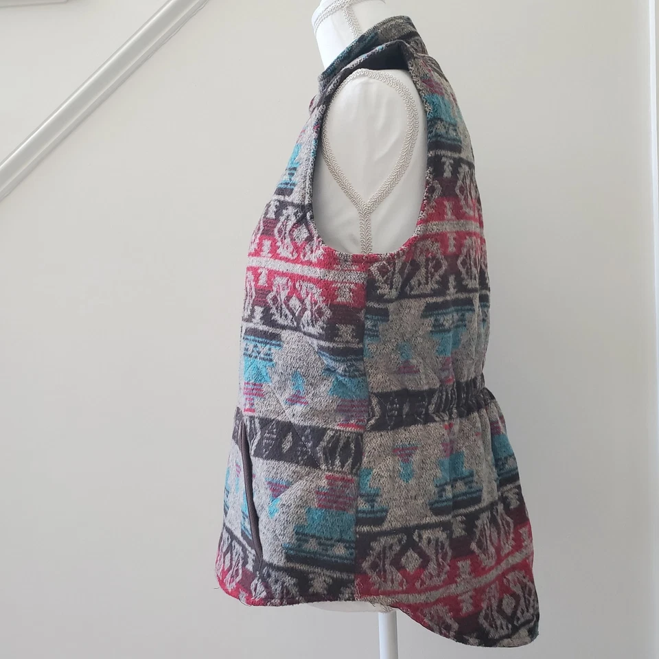 Chaleco Outback Trading Co Western Patrón Azteca Cremallera Completa Sin Mangas Para Mujer Talla M  Foto 3 de 4