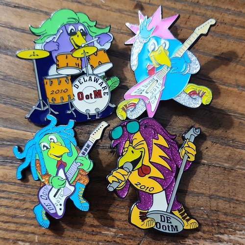 2010 Deleware Odyssey Of The Mind OOTM Rock Band Trading Pin 4pc Set*NEW Sealed*