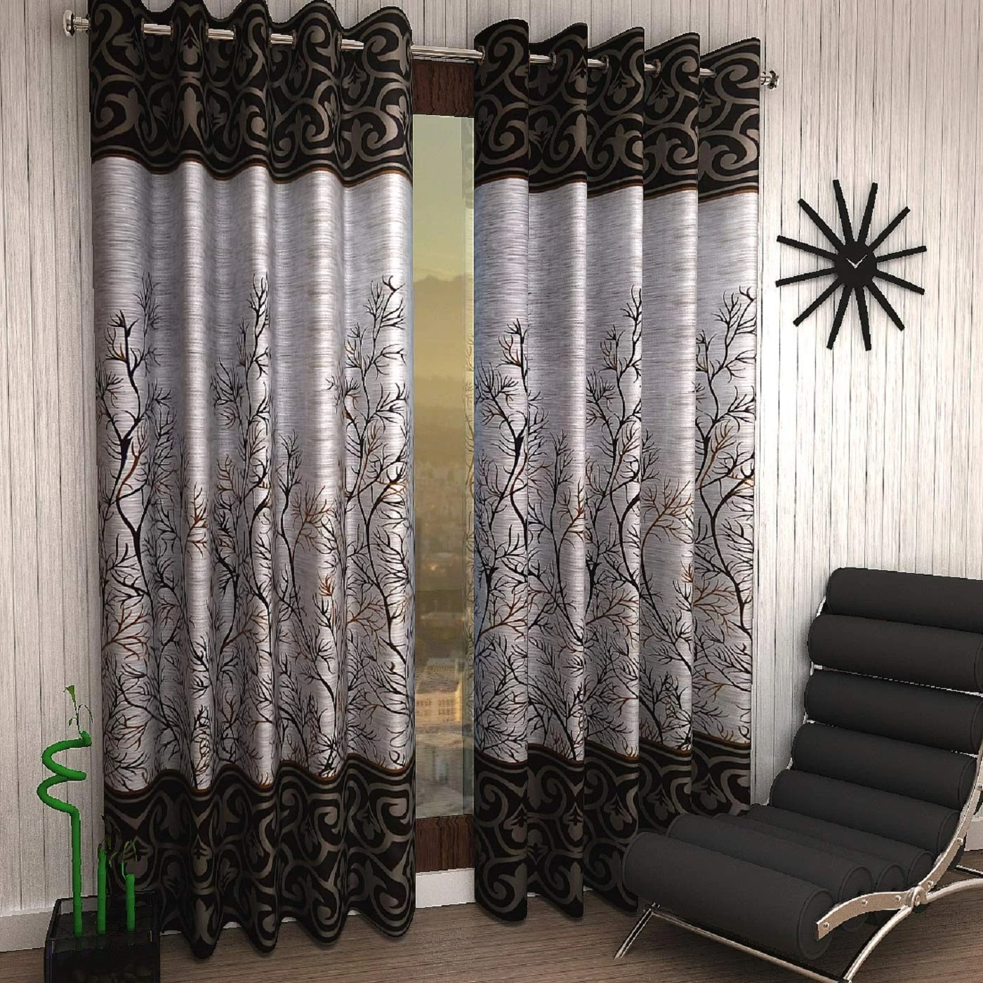 Home Decor Elegant Panel Eyelet Polyester Curtains Door 7 Feet Brown Pack Of 2
Opens in a new window