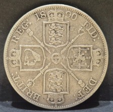 1890 Double Florin Queen Victoria Silver Coin