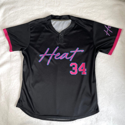 Custom Y2K Heat Baseball Jersey Mens Size Large Miami Black Pink