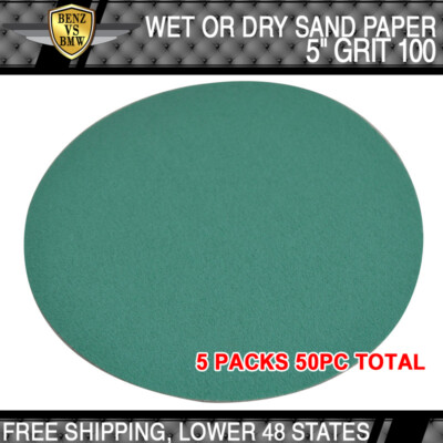 Wet Dry 5 Inch Sand Paper Disc 100 Grit Repair Sandpaper 50 PCS