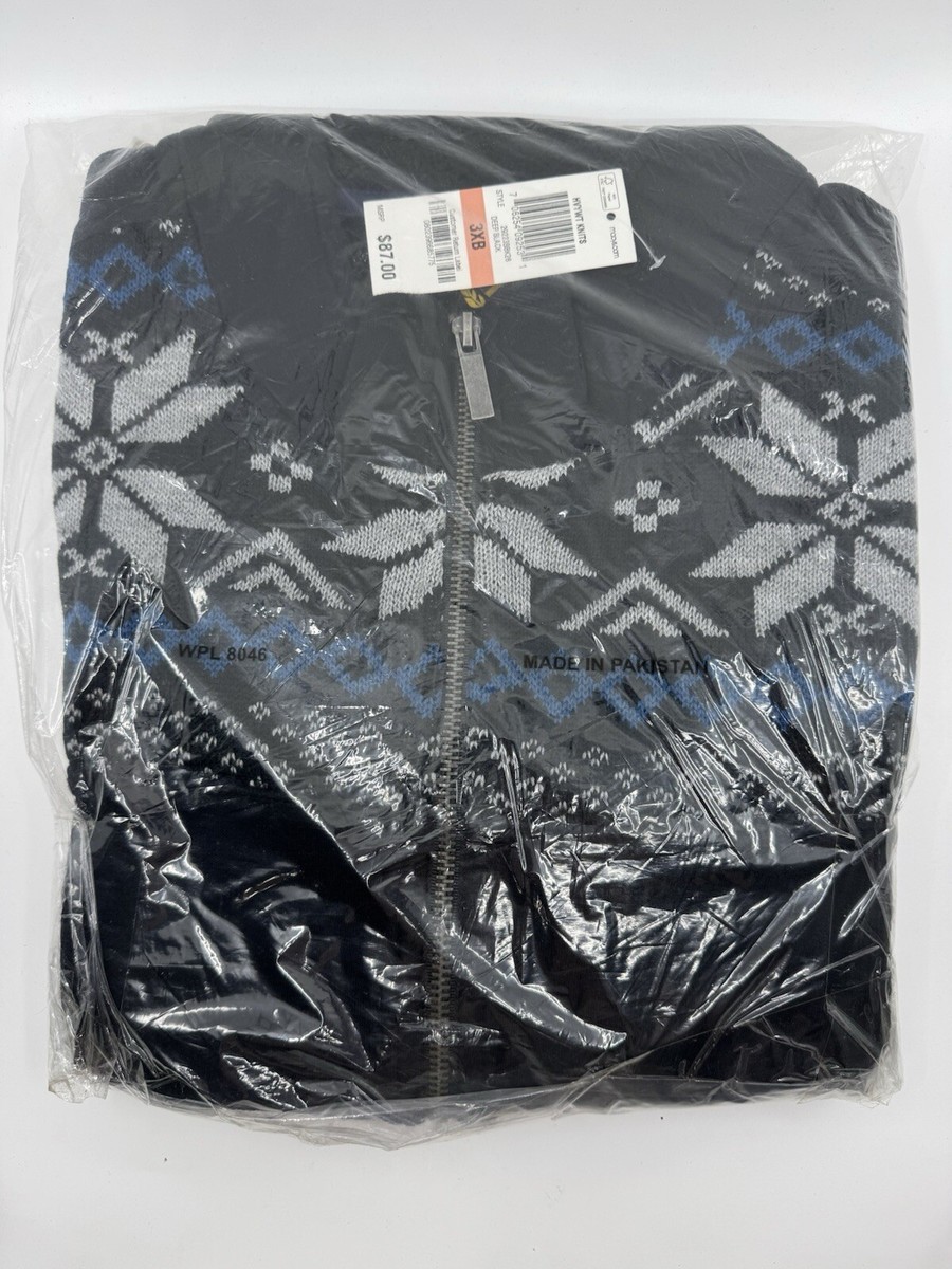 Club Room Men's 3XB 100% Cotton Full Zip Sweater Patterned Winter