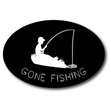 Gone Fishing Car Magnet Decal 4 x 6 Oval Heavy Duty for Car Truck SUV