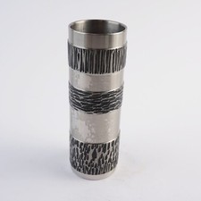 Vasen brutalist V2A Stahl zylindrisch Relief Fat lava Stil 70er 80er ca. 17,5 cm