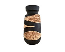 Vase vintage en céramique Fat Lava noir relief sable Scheurich