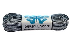 Black and White Stripe - 120 inch 305 cm Derby Laces Waxed Roller Derby Ska...