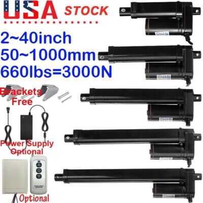 Linear Actuator 12V Heavy Duty Waterproof Stroke 2''~40'' 1000MM 3000N 660lbs