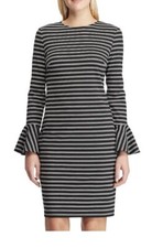 NWT Chaps Women's Plaid Bell-Sleeve Ponte Dress Size 2