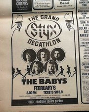STYX Come Sail Away Rock Band Madison Square Garden 1980 Concert Advertisement