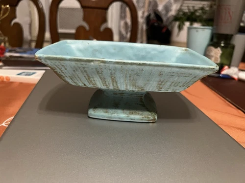 McCoy Pottery Turquoise And Gold Pedestal Planter!!🌺