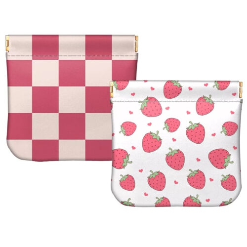 2 PCS Small Squeeze Coin Purse Pouch Soft PU Leather Mini Wallet Change Bag C...