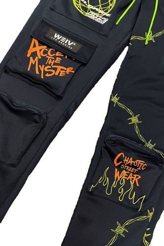 Herren Freizeithose Streetwear schmale Passform Hose Cargo Jogger Hip Hop Grafik Hose - Bild 24 von 32