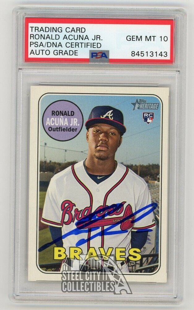 Ronald Acuna Jr. 2018 Topps #83-13 1983 Throwback SP Rookie Card PGI 1 —  Rookie Cards