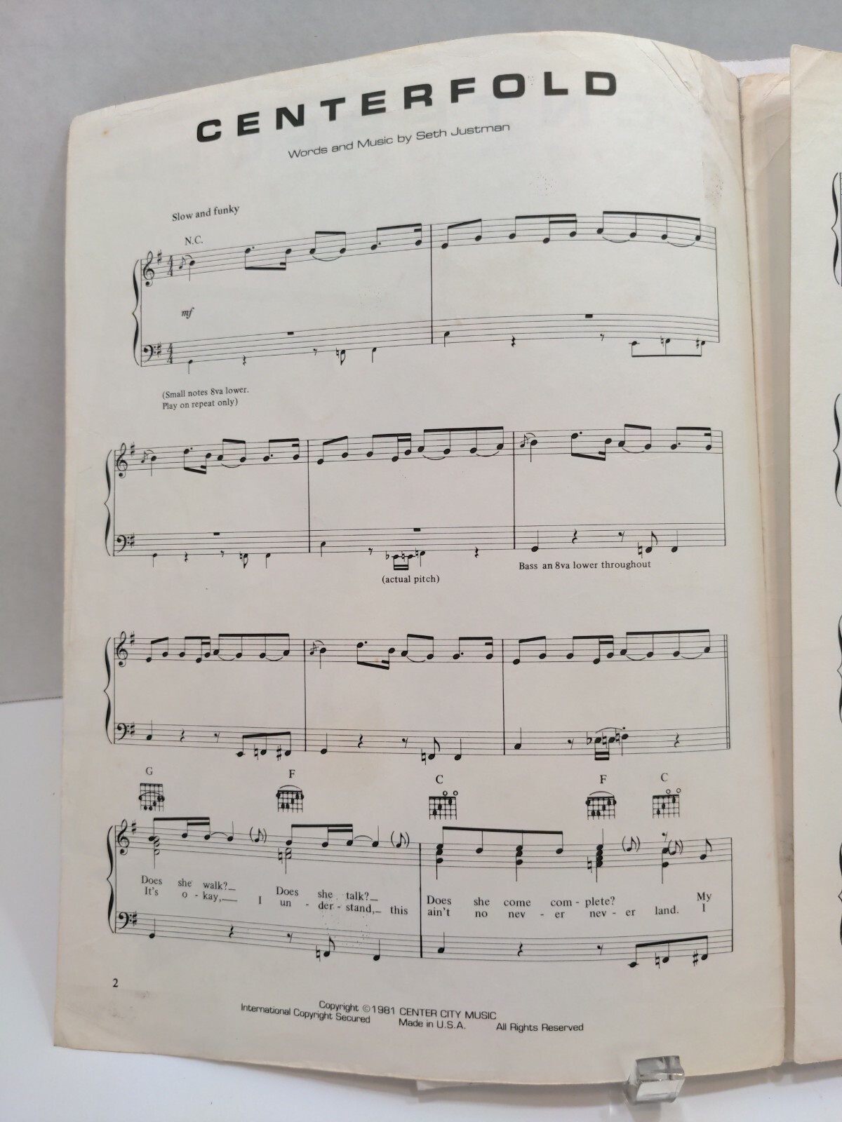 Centerfold Sheet Music J Geils Band Piano Guitar Voice 80s Rock & Roll F1AQ eBay