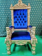 Gold and Blue Large Throne Chair