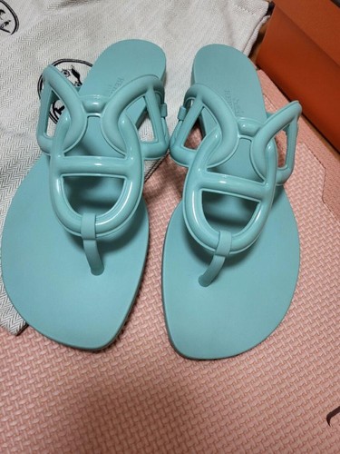 Hermes Beach Sandals Egerie 37 Ladies Rubber Vert Embrun | eBay