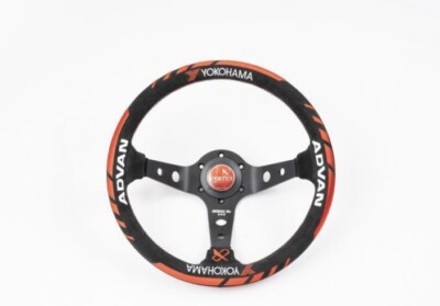 パーツ Vertex Steering Wheel ADVAN ADVAN/VERTEX/Steering wheel/V2/330mm/90mm DEEP/suede/Black/Genuine