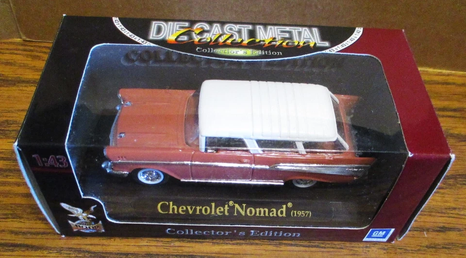 GM 1957 Chevrolet Nomad Car 1:43 Toy New Ray City Cruiser 2001 Pink & White - Image 2 of 4