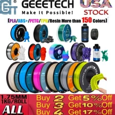 Hot SALE!GEEETECH 3D Printer multicolor Filament PLA/ABS+/PETG/TPU 1.75mm 1KG US