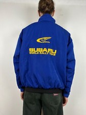 Men's Vintage Subaru World Rally Team Racing Satin Bomber Jacket Size XL