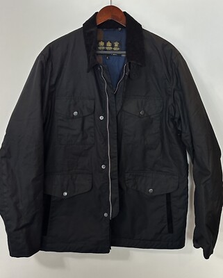 Barbour Fawden Dark Navy Waxed Cotton Jacket Size L | eBay