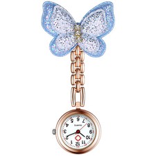Cute Butterfly FOB Clip-on Hanging Lapel Pocket Watch Brooch For Nurse Doctor